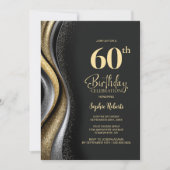 Invitation Black Gold 60th Birthday Party (Devant)