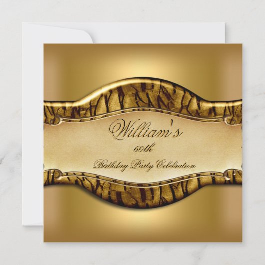 Invitation Black Gold 60th Birthday Party Mens Gold (Devant)