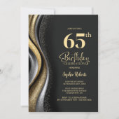 Invitation Black Gold 65th Birthday Party (Devant)