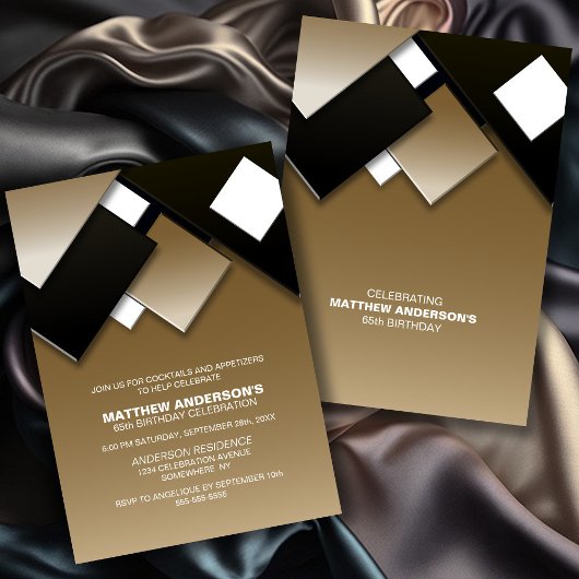 Invitation Black Gold 65th Cocktail Anniversaire