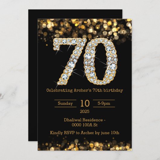 Invitation Black Gold 70e anniversaire (Devant / Derrière)