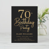 Invitation Black Gold 70th Birthday (Debout devant)