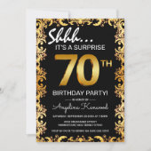 Invitation Black & Gold 70th Surprise Birthday Party (Devant)