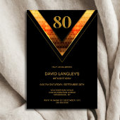 Invitation Black Gold 80e fête d'anniversaire
