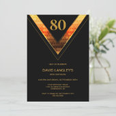 Invitation Black Gold 80e fête d'anniversaire (Debout devant)