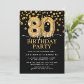 Invitation Black & Gold 80e fête d'anniversaire surprise (Debout devant)