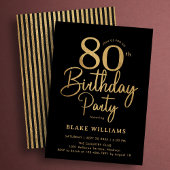Invitation Black Gold 80th Birthday