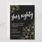 Invitation Black Gold 80th Birthday Party (Devant)