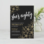 Invitation Black Gold 80th Birthday Party (Debout devant)