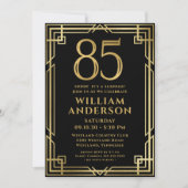 Invitation Black Gold 85e anniversaire Photo Surprise Party (Devant)