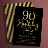 Invitation Black Gold 90th Birthday