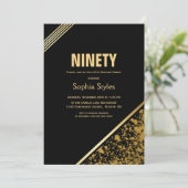 Invitation Black Gold 90th Birthday Dinner Party (Debout devant)