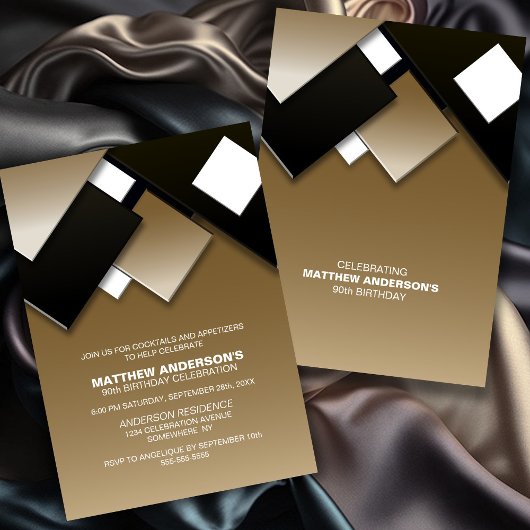 Invitation Black Gold 90th Cocktail Anniversaire