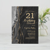 Invitation Black Gold Agate 21e anniversaire (Debout devant)