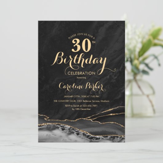 Invitation Black Gold Agate 30e anniversaire (Debout devant)