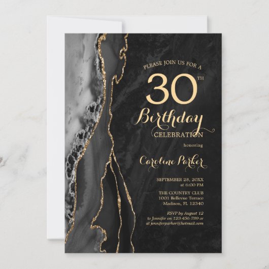 Invitation Black Gold Agate 30e anniversaire (Devant)