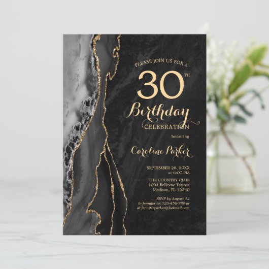 Invitation Black Gold Agate 30e anniversaire (Debout devant)