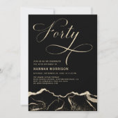 Invitation Black Gold Agate 40e Soixante Anniversaire fête (Devant)