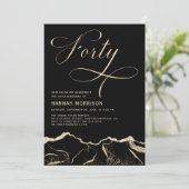 Invitation Black Gold Agate 40e Soixante Anniversaire fête (Debout devant)