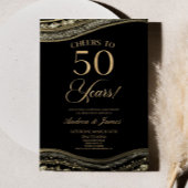 Invitation Black Gold Agate 50e fête d'anniversaire du Mariag