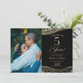 Invitation Black Gold Agate 5e fête Mariage Anniversaire (Debout devant)