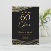 Invitation Black Gold Agate 60e fête d'anniversaire du Mariag (Debout devant)