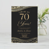 Invitation Black Gold Agate 70e fête d'anniversaire du Mariag (Debout devant)