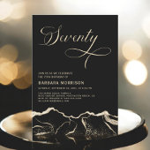 Invitation Black Gold Agate 70e Soixante-dix fête d'anniversa