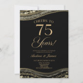 Invitation Black Gold Agate 75e fête Mariage Anniversaire (Devant)