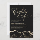 Invitation Black Gold Agate 80e fête d'anniversaire quatre-vi (Devant)