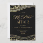 Invitation Black Gold Agate All Black Affair fête d'anniversa (Devant)