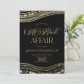Invitation Black Gold Agate All Black Affair fête d'anniversa (Debout devant)