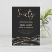 Invitation Black Gold Agate N'importe quel âge fête d'anniver (Debout devant)