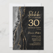 Invitation Black Gold Agate Surprise 30e anniversaire (Devant)