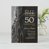 Invitation Black Gold Agate Surprise 50e anniversaire (Debout devant)