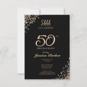 Invitation Black Gold Agate Surprise 50e anniversaire (Devant)