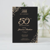 Invitation Black Gold Agate Surprise 50e anniversaire (Debout devant)