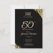 Invitation Black Gold Agate Surprise 50e Anniversaire (Devant)