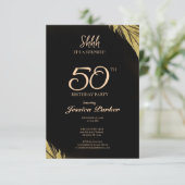 Invitation Black Gold Agate Surprise 50e Anniversaire (Debout devant)