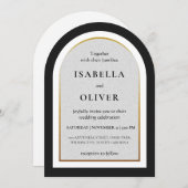 Invitation Black gold and white simplistic wedding (Devant / Derrière)