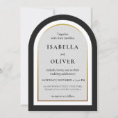 Invitation Black gold and white simplistic wedding (Devant)