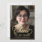Invitation Black & Gold Anniversaire des encouragements à 30  (Devant)