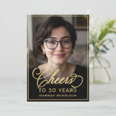 Invitation Black & Gold Anniversaire des encouragements à 30  (Debout devant)