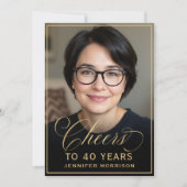 Invitation Black & Gold Anniversaire des encouragements à 40 (Devant)