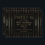 Invitation Black & Gold Art Deco Sweet 16 Anniversaire<br><div class="desc">Personnaliser pour tout événement</div>
