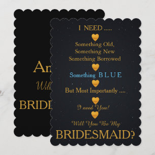 Invitation Black & Gold avec coeur Serez-vous ma servante d'a