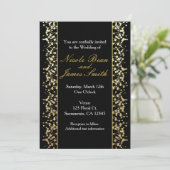 Invitation Black & Gold Babys Breath Wedath Wedding Invitatio (Debout devant)