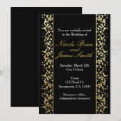 Invitation Black & Gold Babys Breath Wedath Wedding Invitatio (Devant / Derrière)