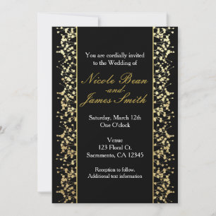 Invitation Black & Gold Babys Breath Wedath Wedding Invitatio