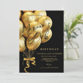 Invitation  Black & Gold Balloon bow Birthday Party (Debout devant)